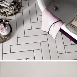 Chevron Uni Sol Ou Mur 9x36cm STROMBOLI BLANC PLUME 25889 - 0.65m²