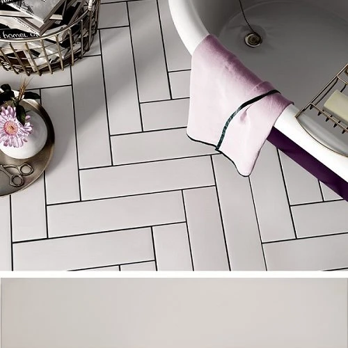 Chevron Uni Sol Ou Mur 9x36cm STROMBOLI BLANC PLUME 25889 - 0.65m²