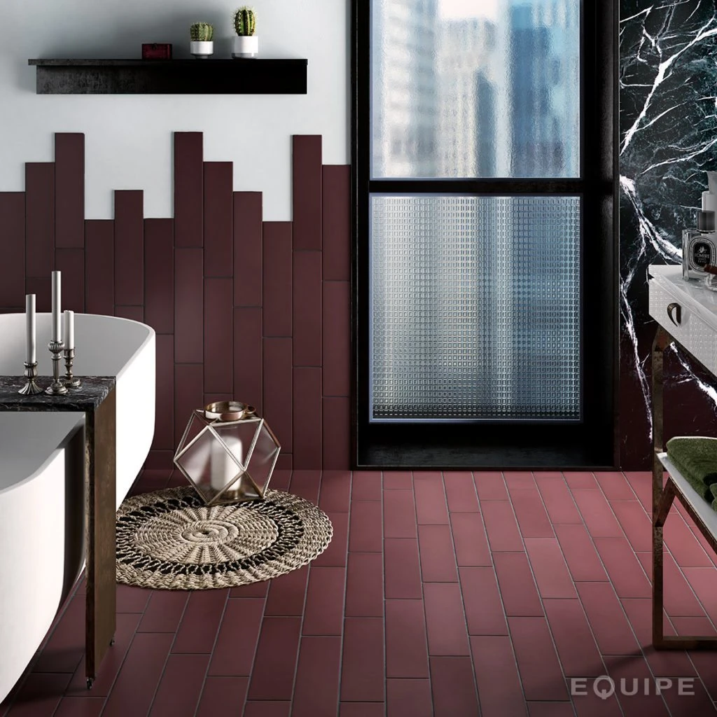 Chevron Uni Sol Ou Mur 9x36cm STROMBOLI BORDEAUX OXBLOOD 25895 - 0.65m² – Image 3