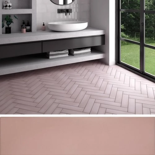 Chevron Uni Sol Ou Mur 9x36cm STROMBOLI ROSE BREEZE 25896 - 0.65m² – Image 3