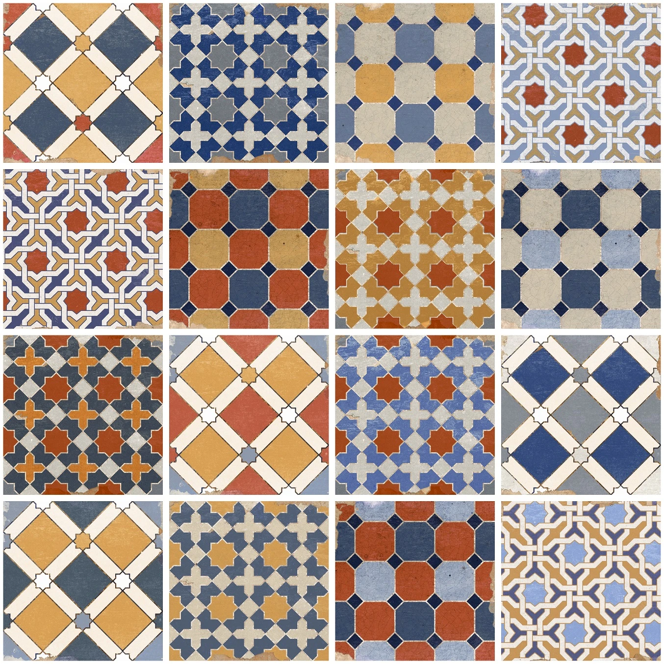 Faïence Colorée Aspect Ciment ETHNIC MIX DECOR 15x15 Cm - 1m²