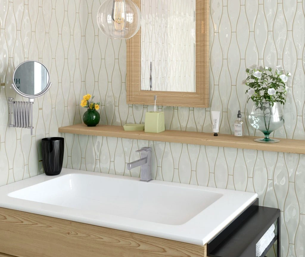 Faience Colorée Effet Vague MOCIGNY Creme 7.5X30 - 0.66 M² – Image 2