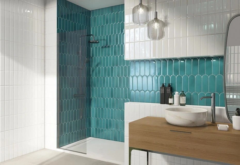 Faience écaille Crayon Brillant FORLI MIX TURCHESE 7,2X19,5 - 0,48m² – Image 3