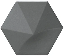 Faience Hexagonale à Relief MAFINGA OBERLAND DARK GREY 12,4X10,7 Cm - 0,36 M²