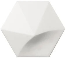Faience Hexagonale à Relief MAFINGA OBERLAND WHITE MATT 12,4X10,7 Cm - 0,36 M²