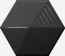 Faïence Hexagonale Décorée à Relief MAFINGA UMBRELLA BLACK 12,4X10,7 Cm - 0,36 M²