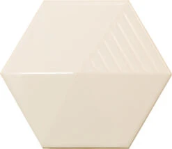 Faïence Hexagonale Décorée à Relief MAFINGA UMBRELLA CREAM 12,4X10,7 Cm - 0,36 M²