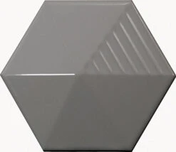 Faïence Hexagonale Décorée à Relief MAFINGA UMBRELLA DARK GREY 12,4X10,7 Cm - 0,36 M²