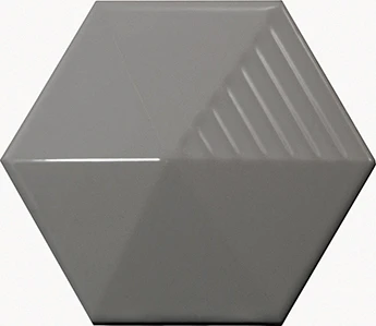 Faïence Hexagonale Décorée à Relief MAFINGA UMBRELLA DARK GREY 12,4X10,7 Cm - 0,36 M²