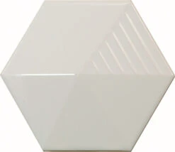 Faïence Hexagonale Décorée à Relief MAFINGA UMBRELLA LIGHT GREY 12,4X10,7 Cm - 0,36 M²