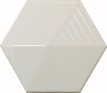 Faïence Hexagonale Décorée à Relief MAFINGA UMBRELLA LIGHT GREY 12,4X10,7 Cm - 0,36 M²