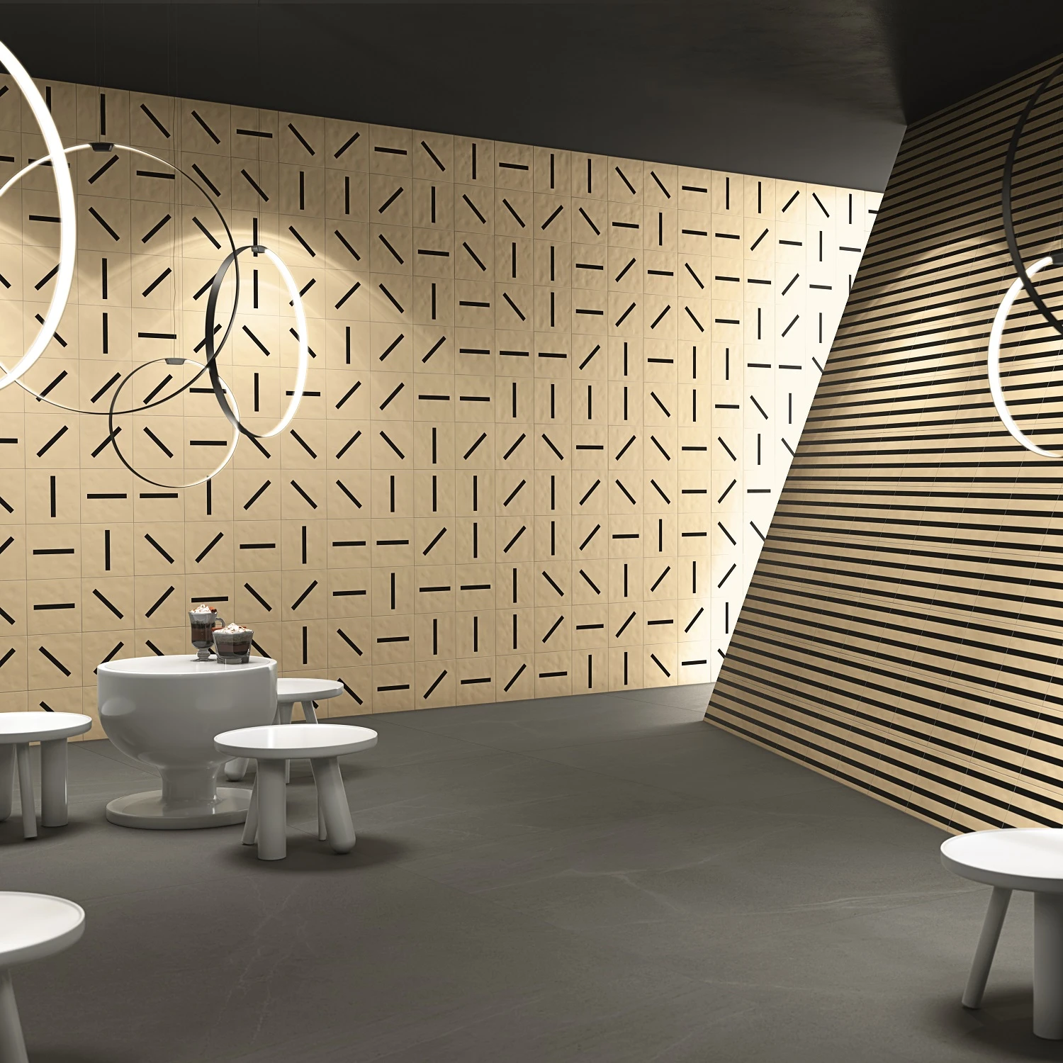 Faïence Murale Beige Et Noire VINYLE BEIGE 20X20- 1 M² – Image 3