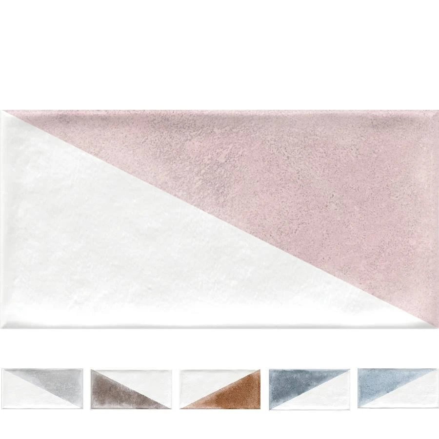 Faience Murale Colorée Patinée Triangles Pastels RABARI 10x20cm - 1.36m²
