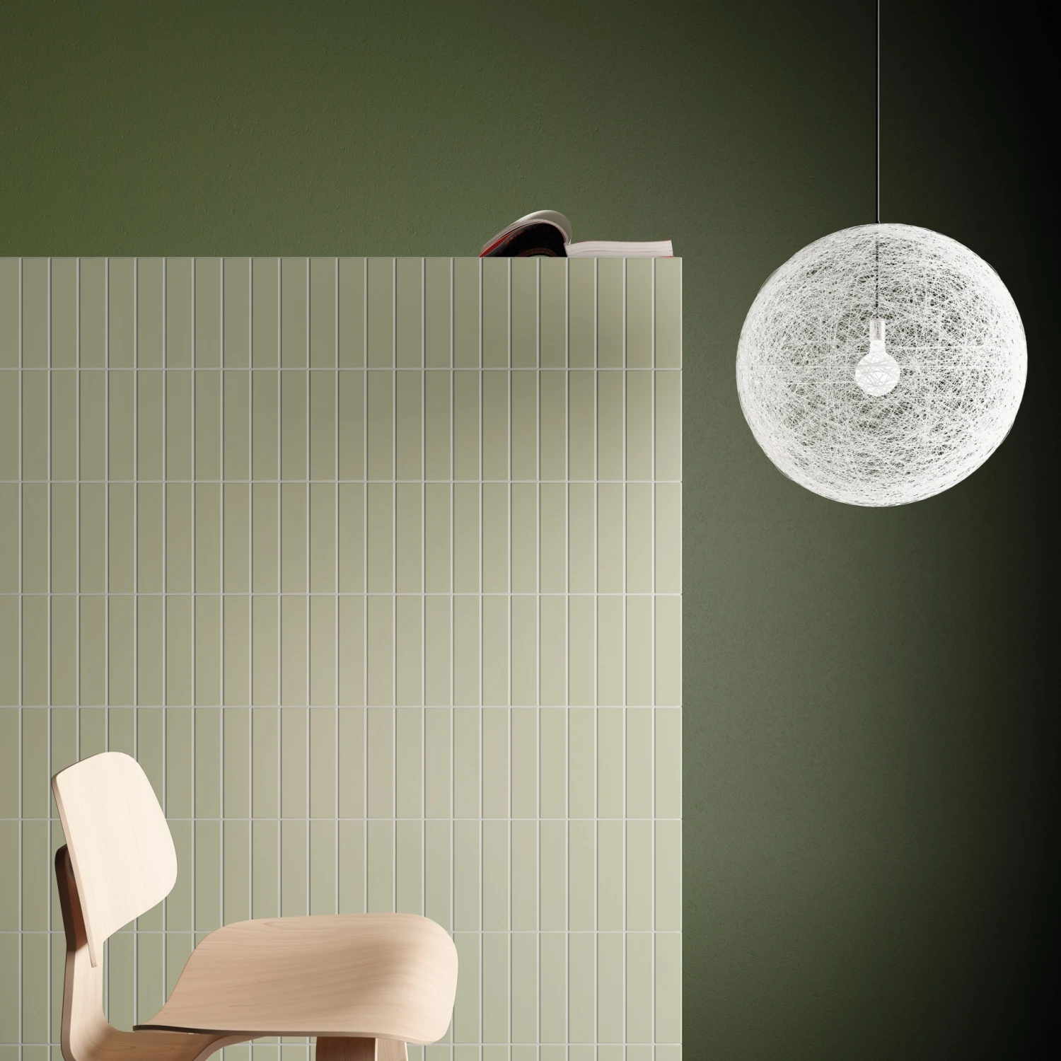 Faience Pâte Blanche Effet Vague CALO TANSY GREEN MATT - 5X20 - 0,5 M² – Image 2