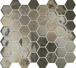 Mosaique Mini Tomette Hexagonale Marron Gris 33x29.8cm SIXTIES PEARL TAUPE - 1m²