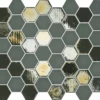 Mosaique Mini Tomette Hexagonale Vert Scarabée 33x29.8 Cm SIXTIES KAKHI - 1m²