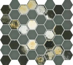 Mosaique Mini Tomette Hexagonale Vert Scarabée 33x29.8 Cm SIXTIES KAKHI - 1m²