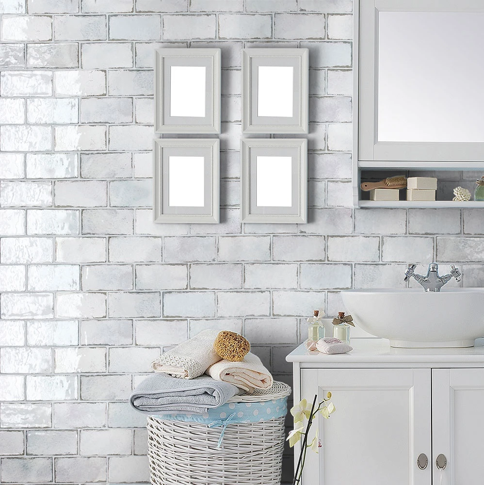 Parement Brillant Effet Brique Usé MANOVO SEDATE WHITE 7,5X15 - 0,5m² – Image 3