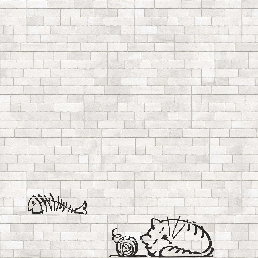 Parement Mural Briquettes Original Motif Chat Marlon Nuney 20x50cm - 4 Pièces – Image 4