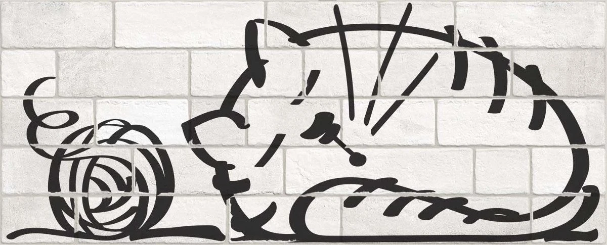 Parement Mural Briquettes Original Motif Chat Marlon Nuney 20x50cm - 4 Pièces