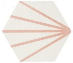 Tomette Blanche à Rayure Rose Motif Dandelion MERAKI LINE ROSA 19.8x22.8 Cm - 0.84m²