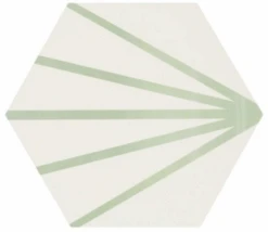 Tomette Blanche à Rayure Verte Motif Dandelion MERAKI LINE VERDE 19.8x22.8 Cm - 0.84m²