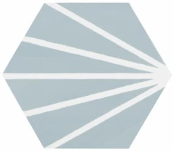 Tomette Bleue Motif Dandelion MERAKI AGUAMARINA 19.8x22.8 Cm - 0.84m²