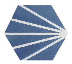 Tomette Bleue Motif Dandelion MERAKI AZUL 19.8x22.8 Cm - 0.84m²