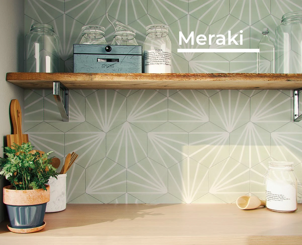 Tomette Verte Motif Dandelion MERAKI VERDE 19.8x22.8 Cm - 0.84m² – Image 2